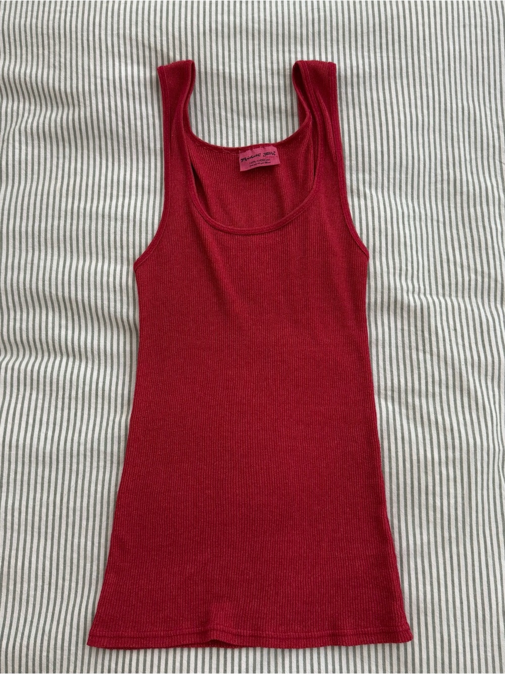 Michael Stars Ribbed Scoop Tank - Red